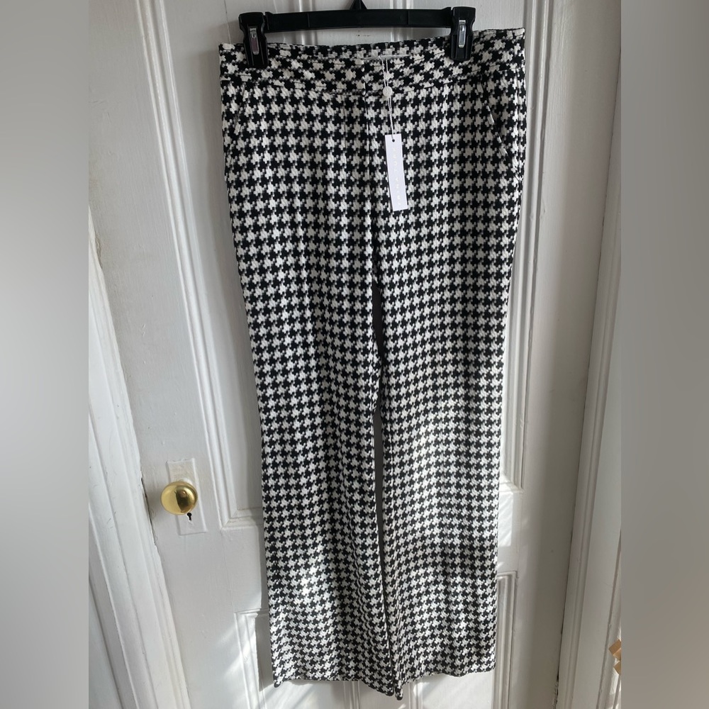 Trina Turk Willis 2 Houndstooth Wide-Leg Pants Size 2 - Picture 1 of 6